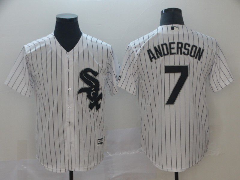 Men Chicago White Sox #7 Anderson White Game MLB Jersey